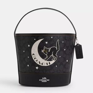 NWT Coach Trick Or Treat‎ Bucket In Signature Canvas With Halloween Graphic